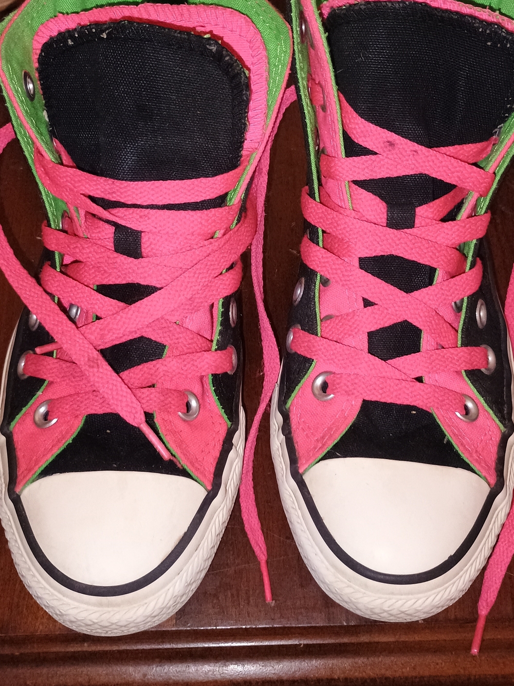 Converse All Star Double Upper Neon Pink Green Black Women’s 7